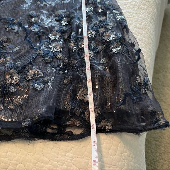 Aidan Mattox Blue Sequin Off the Shoulder Dress Gown Long 6 - Picture 15 of 15